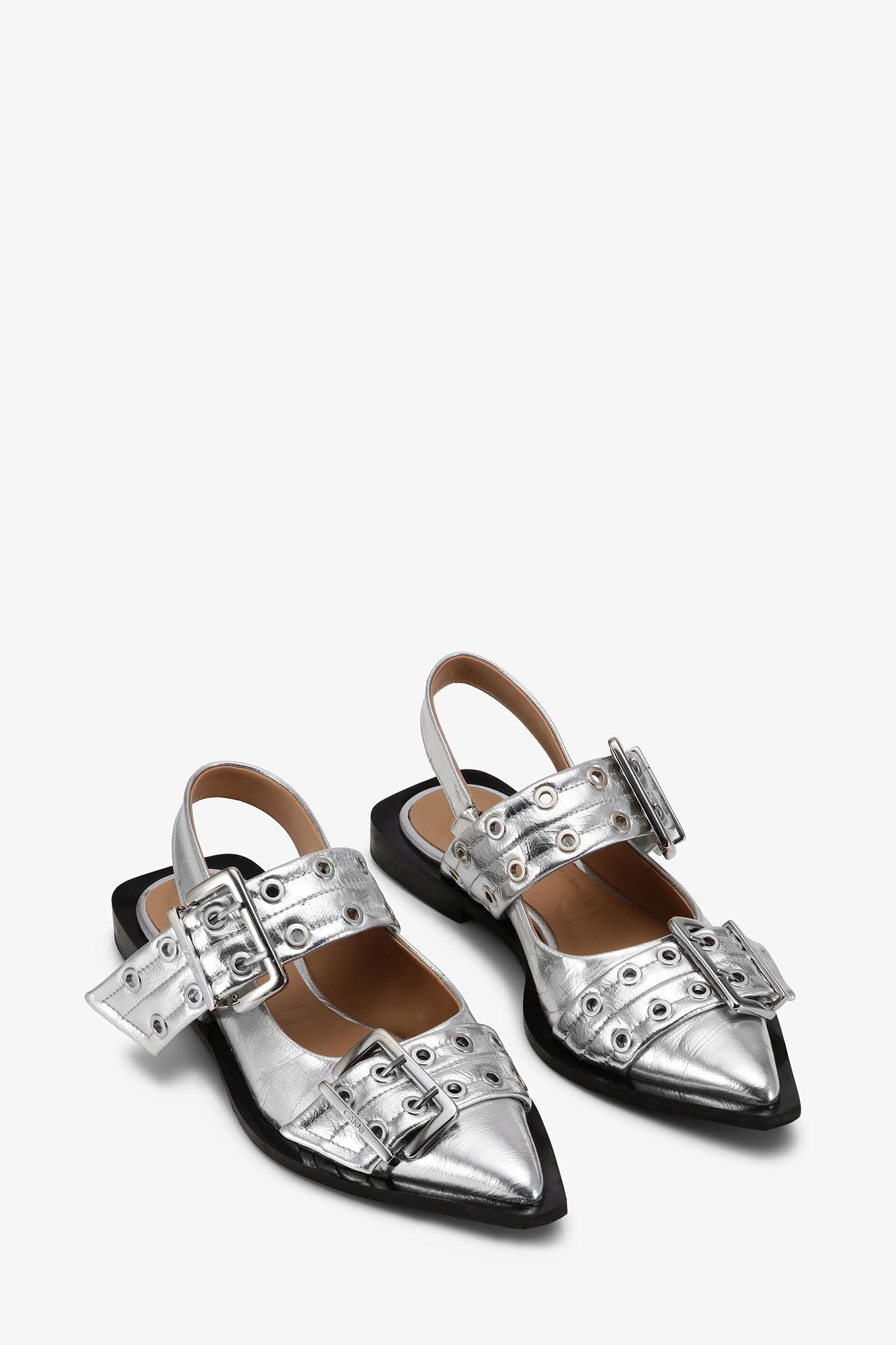 Feminine Buckle Ballerina Metallic