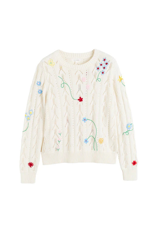 Hand Embroidered Floral Sweater