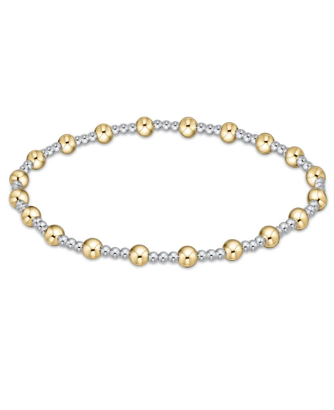 Classic Sincerity Pattern 4mm Bead Bracelet MIxed Metal