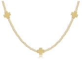 15" Choker Signature Cross Gold Pattern 2mm Bead - Signature Cross Gold