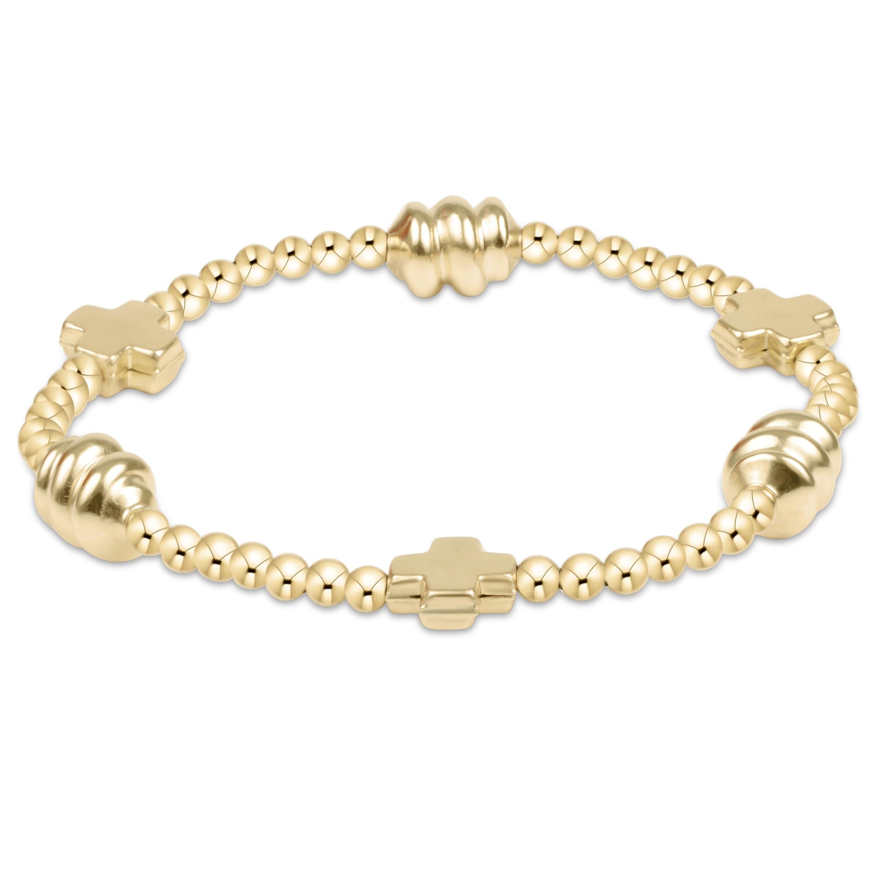 Signature Cross Admire Gold  Pattern 3mm Bead Bracelet - Gold