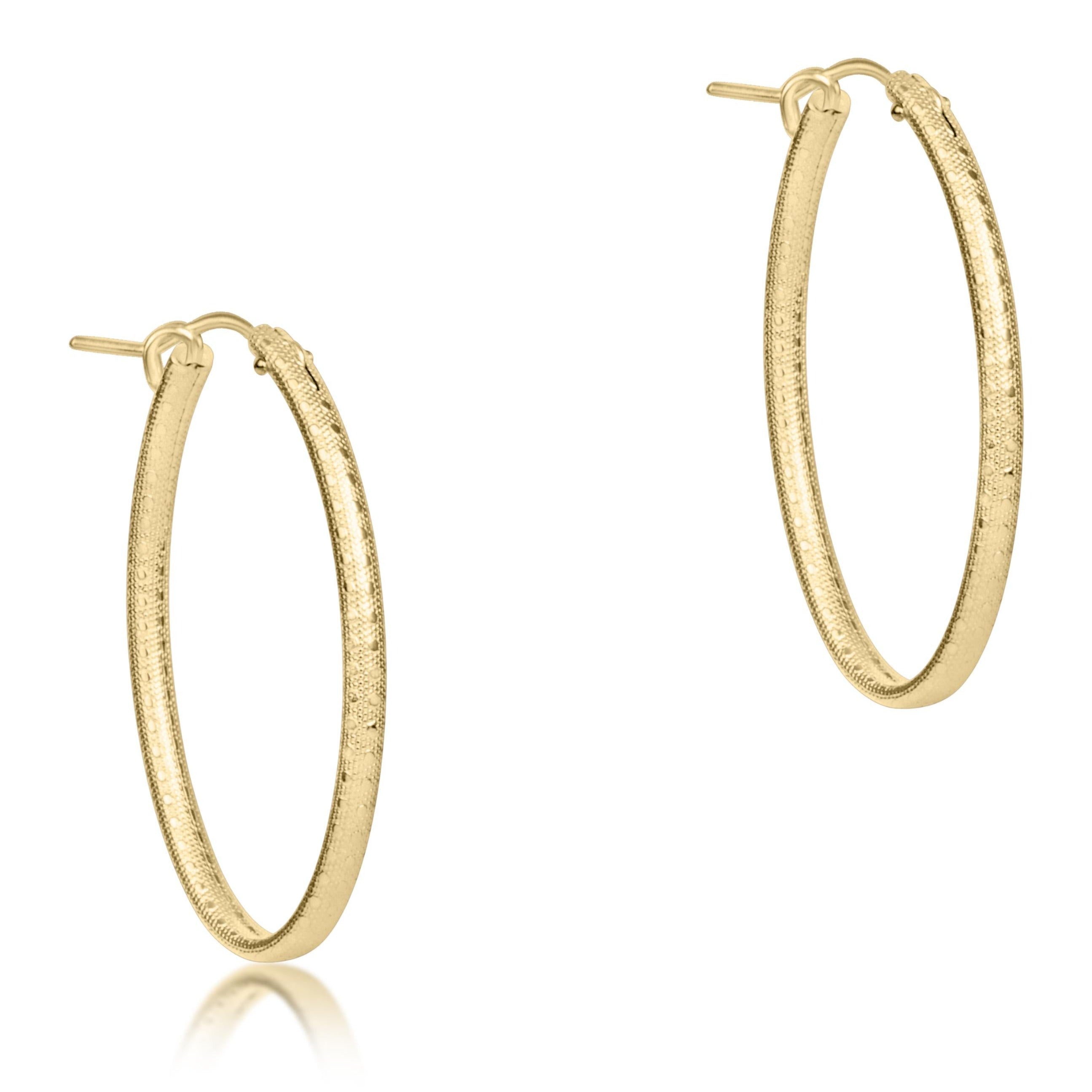 Oval Gold 1" Post Hoop - Textured