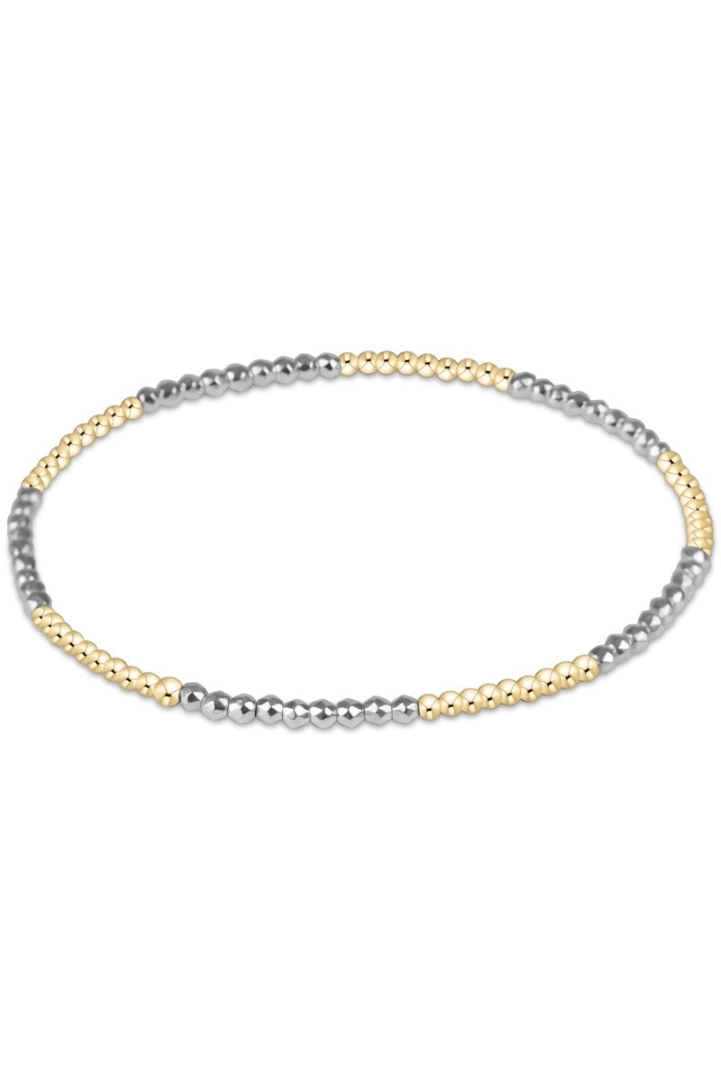 Blissful Pattern 2mm Bead  Bracelet - Bright Silver Faceted Hematite