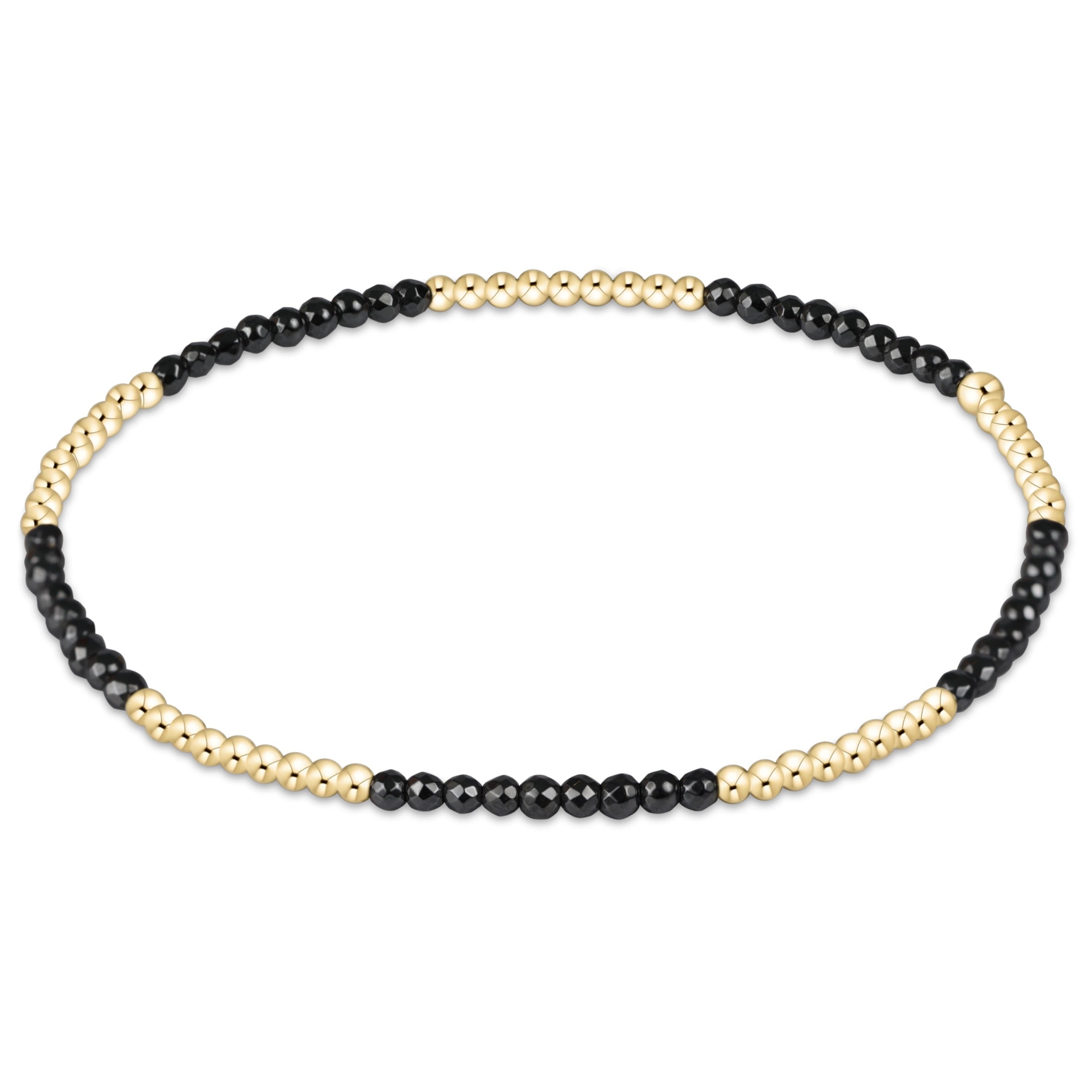Blissful Pattern 2mm Bead  Bracelet -  Faceted Hematite
