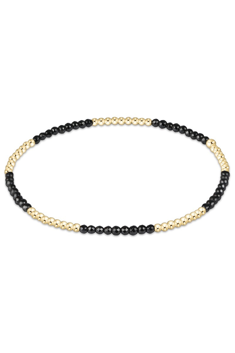 Blissful Pattern 2mm Bead  Bracelet -  Faceted Hematite