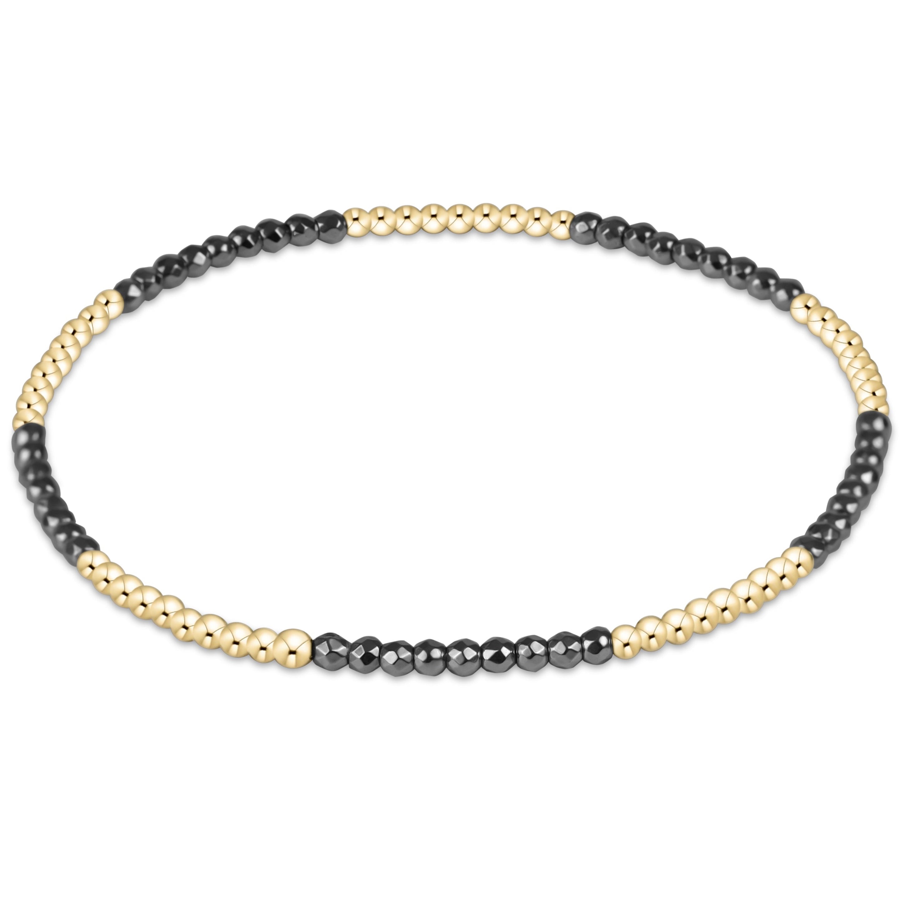 Blissful Pattern 2mm Bead  Bracelet - Silver Faceted Hematite