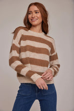 Load image into Gallery viewer, Bella Dahl - Caramel Stripes Crew Neck Relaxed Sweater