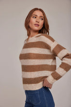 Load image into Gallery viewer, Bella Dahl - Caramel Stripes Crew Neck Relaxed Sweater