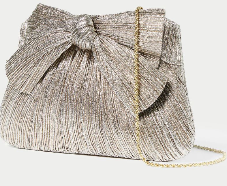 Rayne Pleated Frame Clutch w/Bow