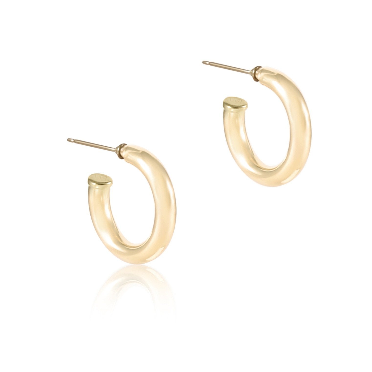 Round Gold 1" Post Hoop - 4mm - Smooth