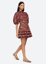 Load image into Gallery viewer, Sea New York - Maroon Giulia Print Sleeve Pintucked Dress