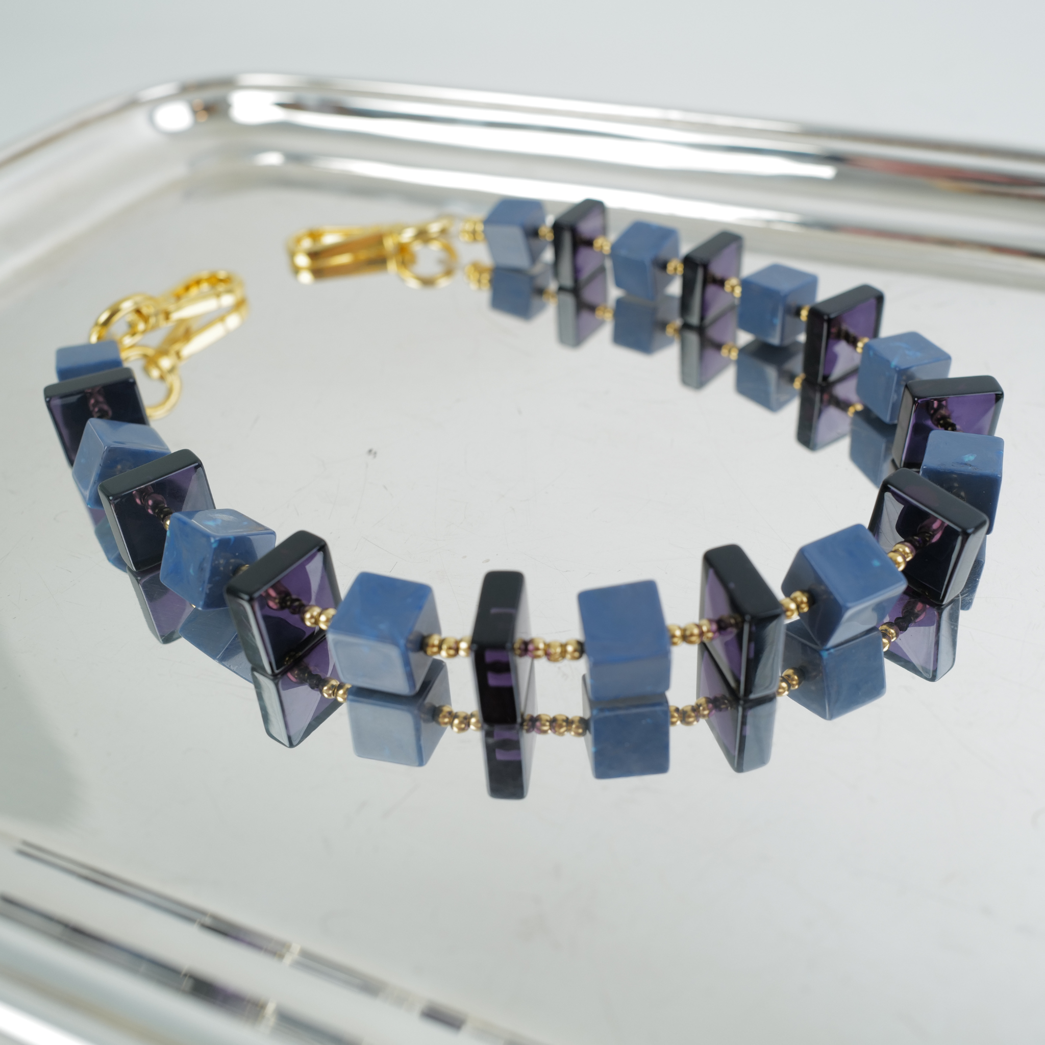 Pochette , Indigo Marble Cubes: Fog Blue