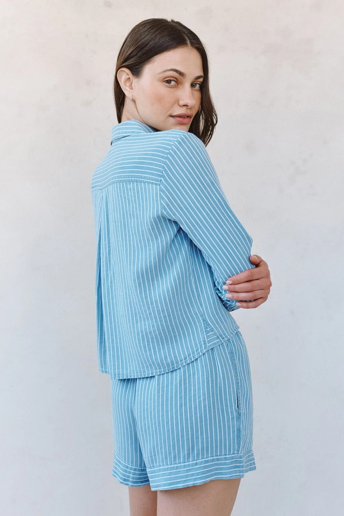 Mixed Stripe Button Down Shirt Coastal Stripe Wash