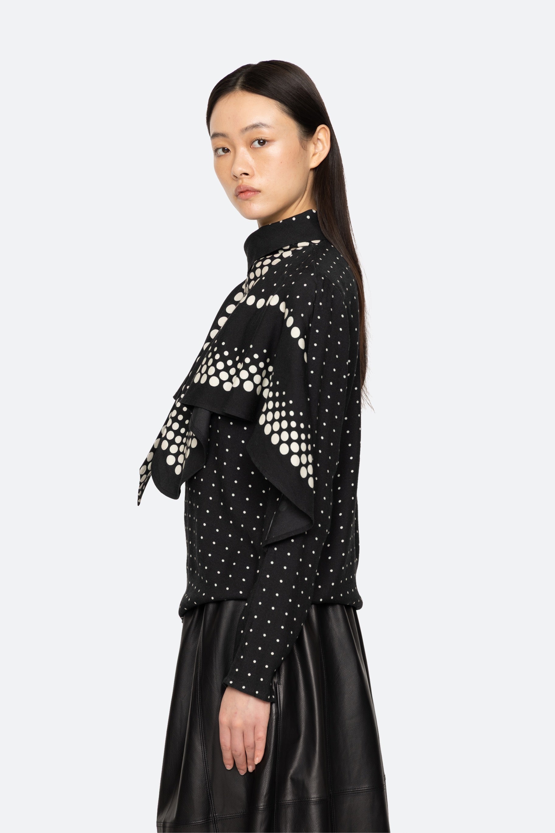 ELLY POLKA PRINT L/SLV TOP (D1)