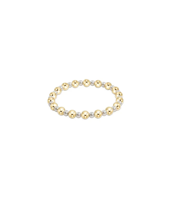 Pearl Grateful Pattern 4mm Bead Bracelet - 6mm Gold