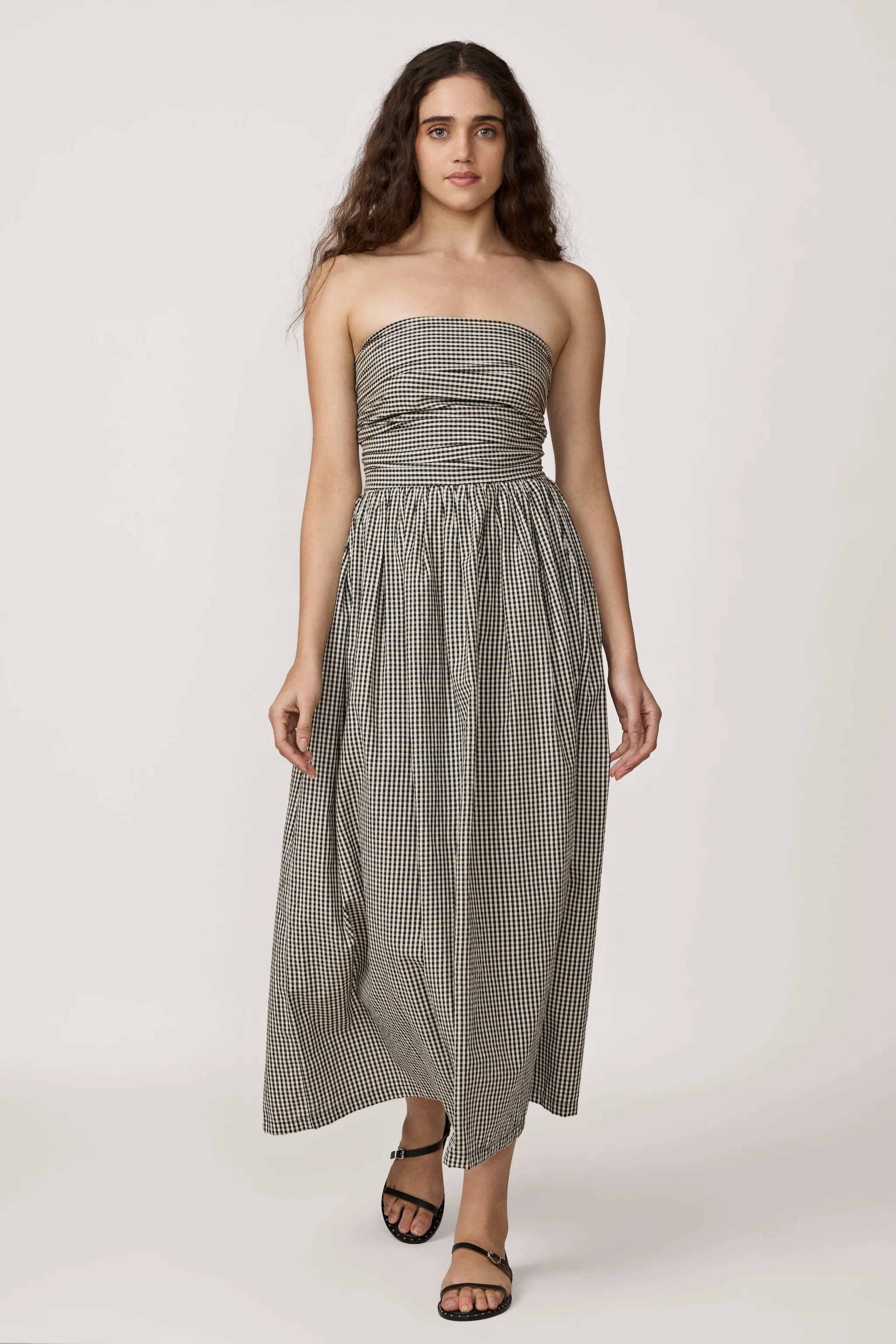 Strapless Tie Back Dress - Gingham
