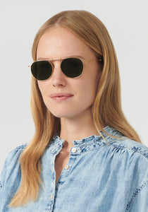 Krewe - 18K + Crystal Polarized Rampart Fold Sunglasses