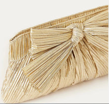 Load image into Gallery viewer, Loeffler Randall - Gold Rayne Pleated Frame Clutch w/Bow