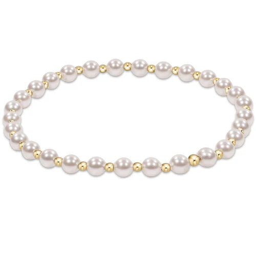 EXTENDS Classic Grateful Pattern 4mm Bead Bracelet - Pearl