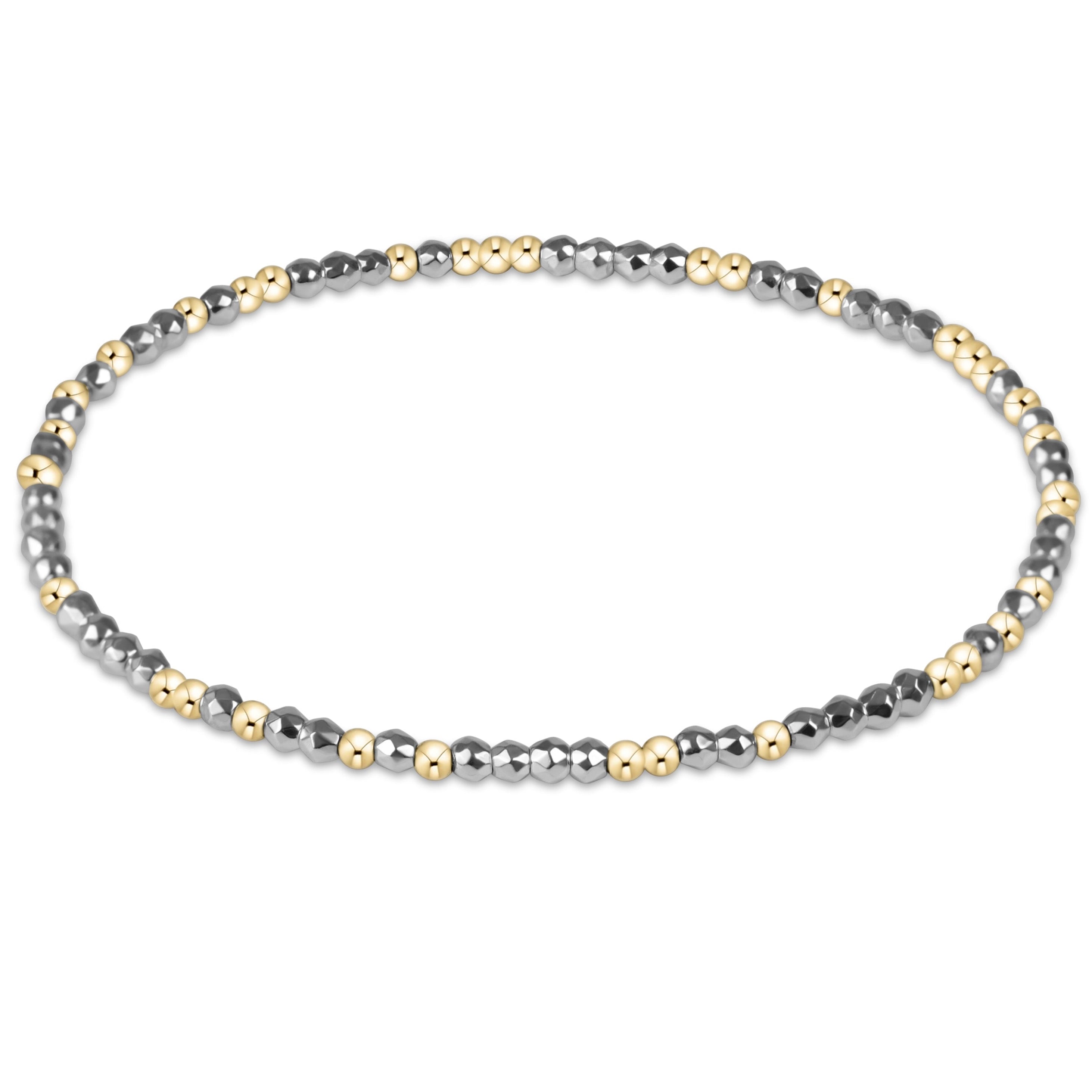 Hope Unwritten Bright Silver  Faceted Hematite 2mm Bead  Bracelet
