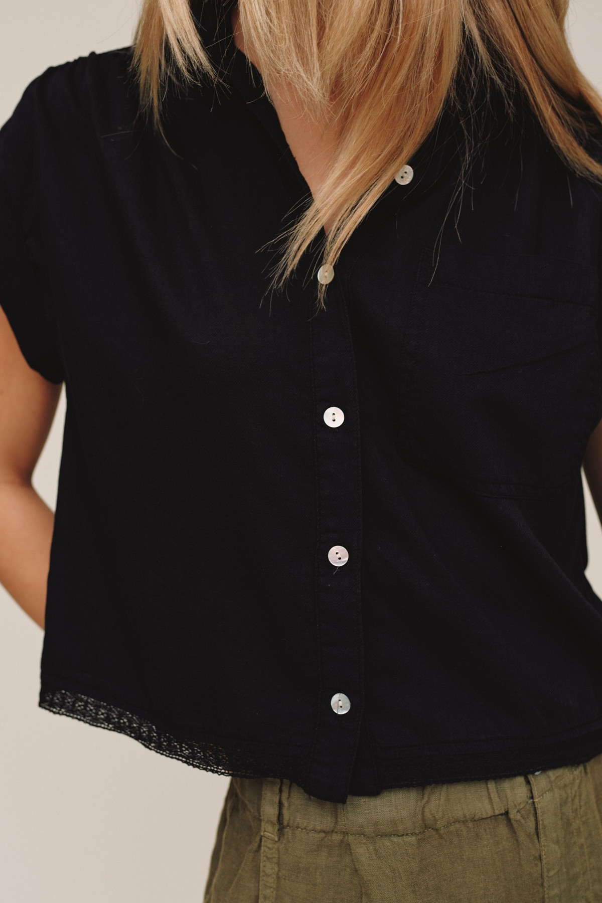 Cap Sleeve Trimmed Shirt