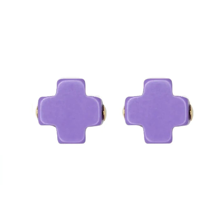 Signature Cross Stud - Purple