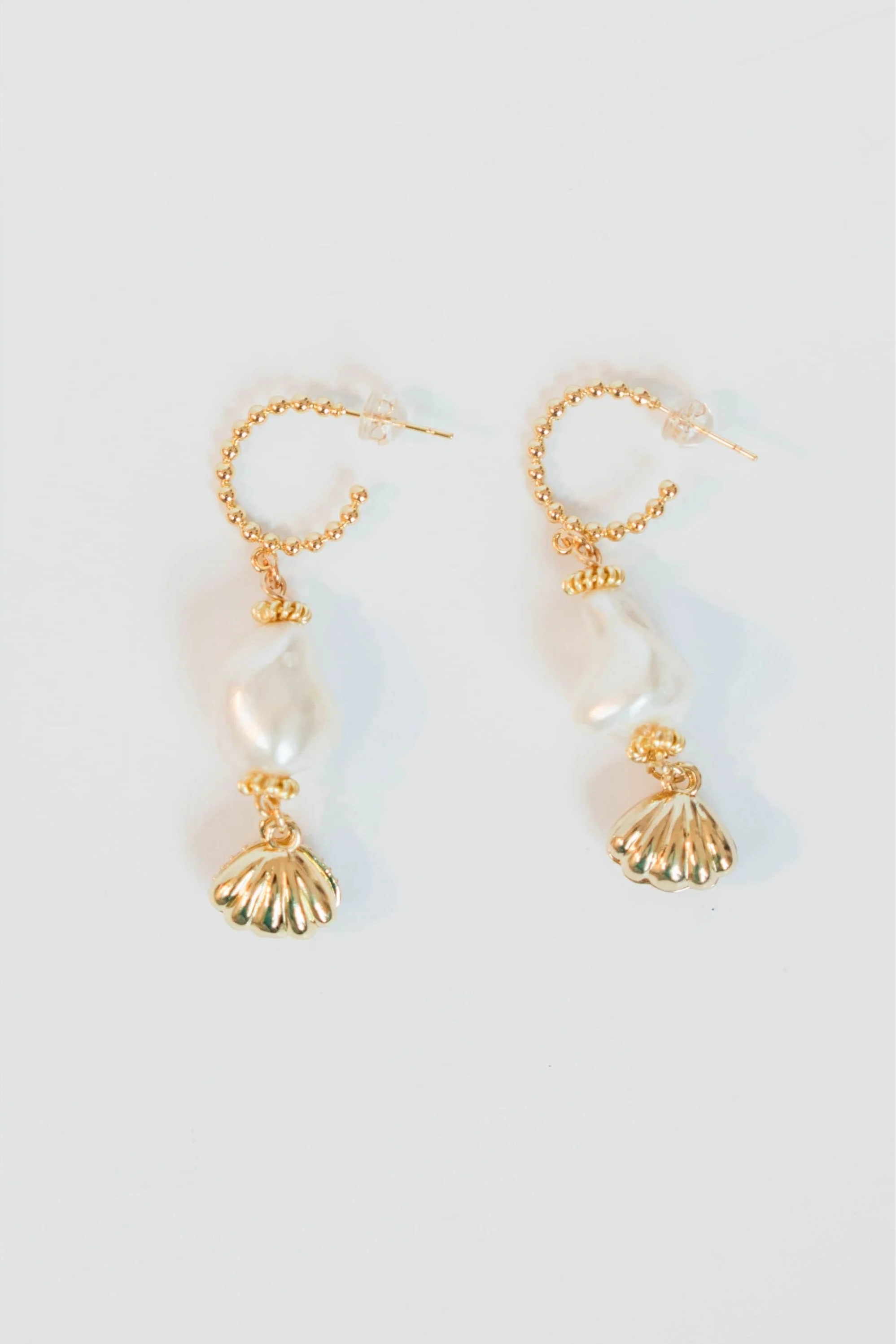 Pave Clam Shell Earrings