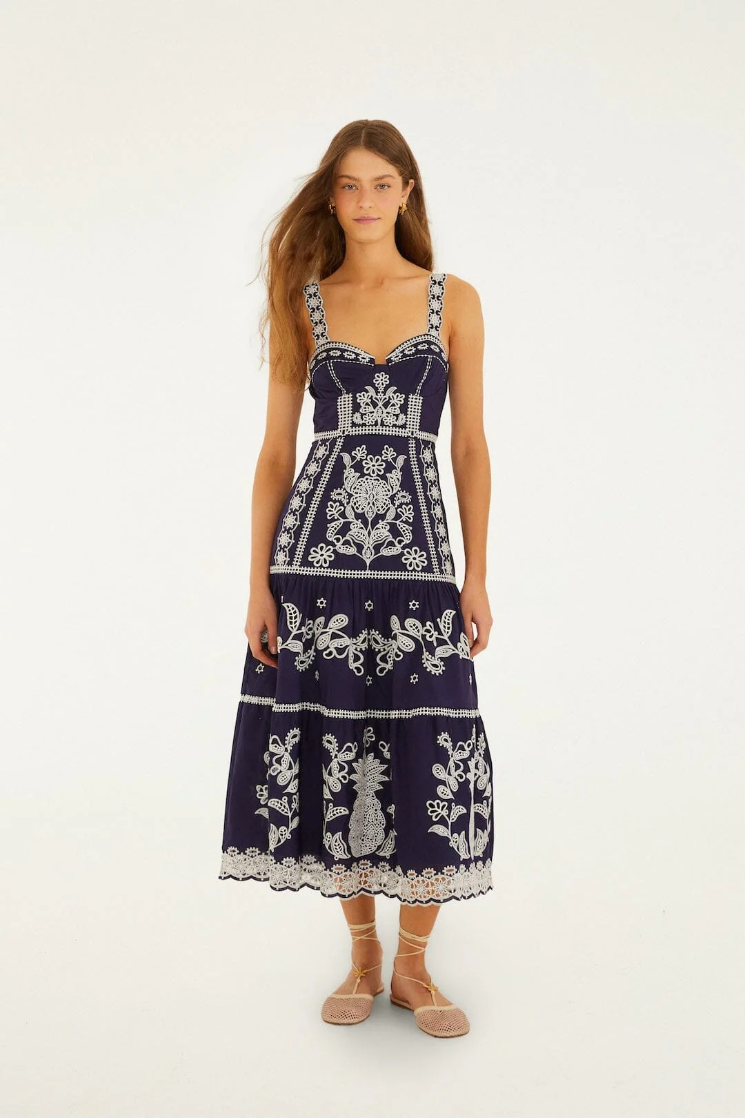 Blue and White Richelieu Midi Dress