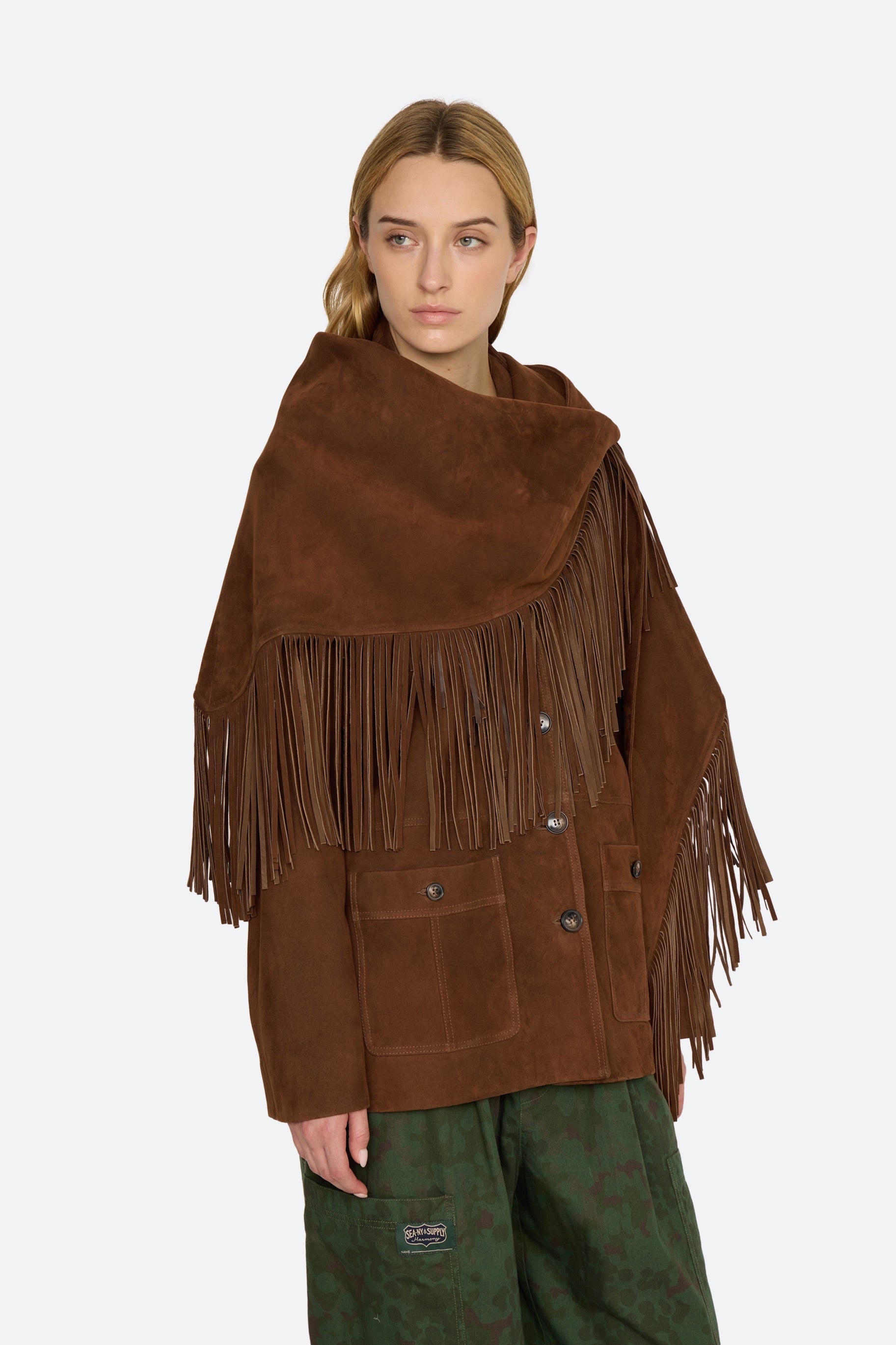 SAMANTHA TRIANGLE FRINGE SCARF