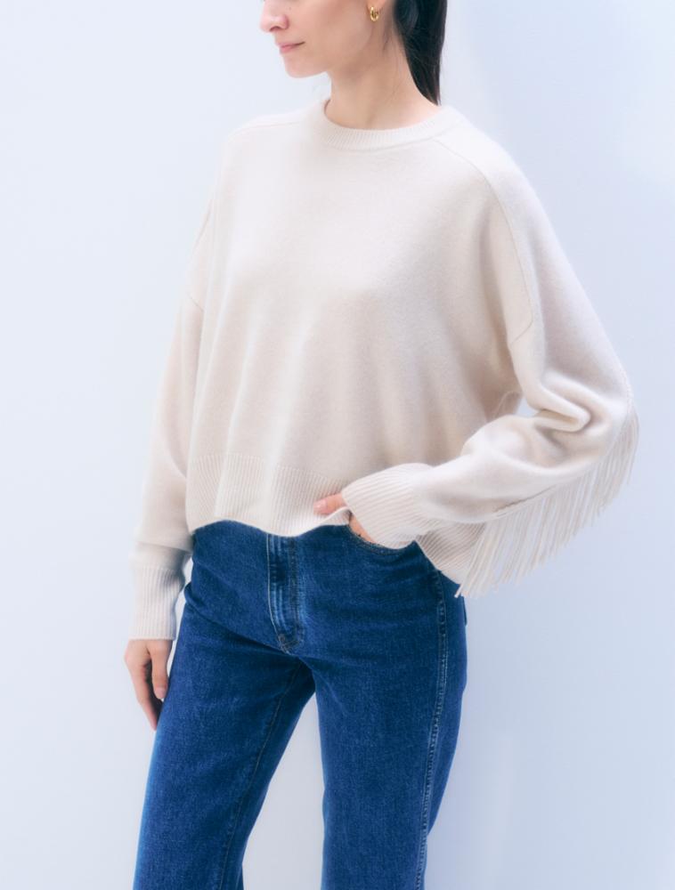 CASHMERE BLEND LUXE FRINGE CREW