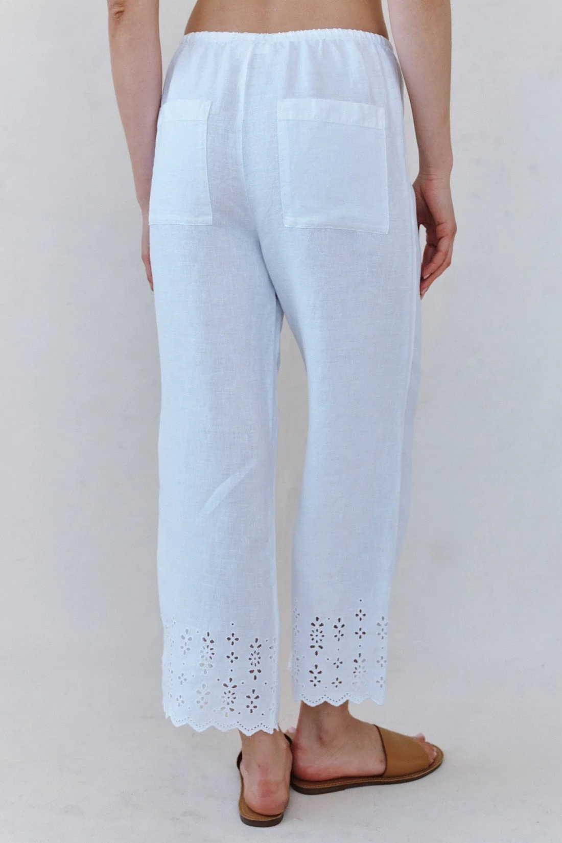 Beach Crop with Embroidered Hem White