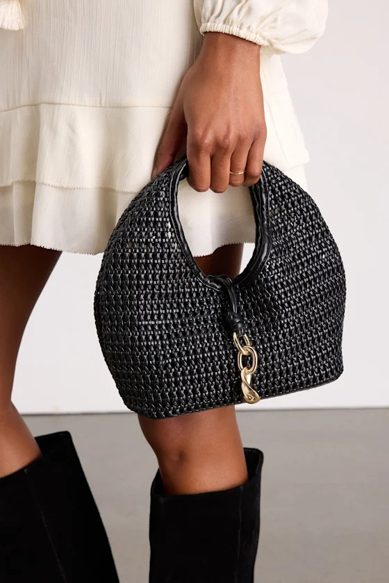 Dahlia Woven Handbag Black Woven Stella
