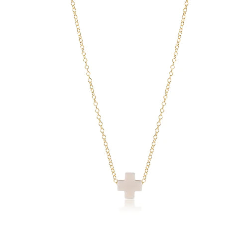 16" Necklace Gold - Signature Cross Off White