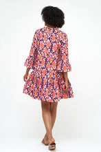 Load image into Gallery viewer, Oliphant - Coral Python Bell Sleeve Tiered Mini Dress