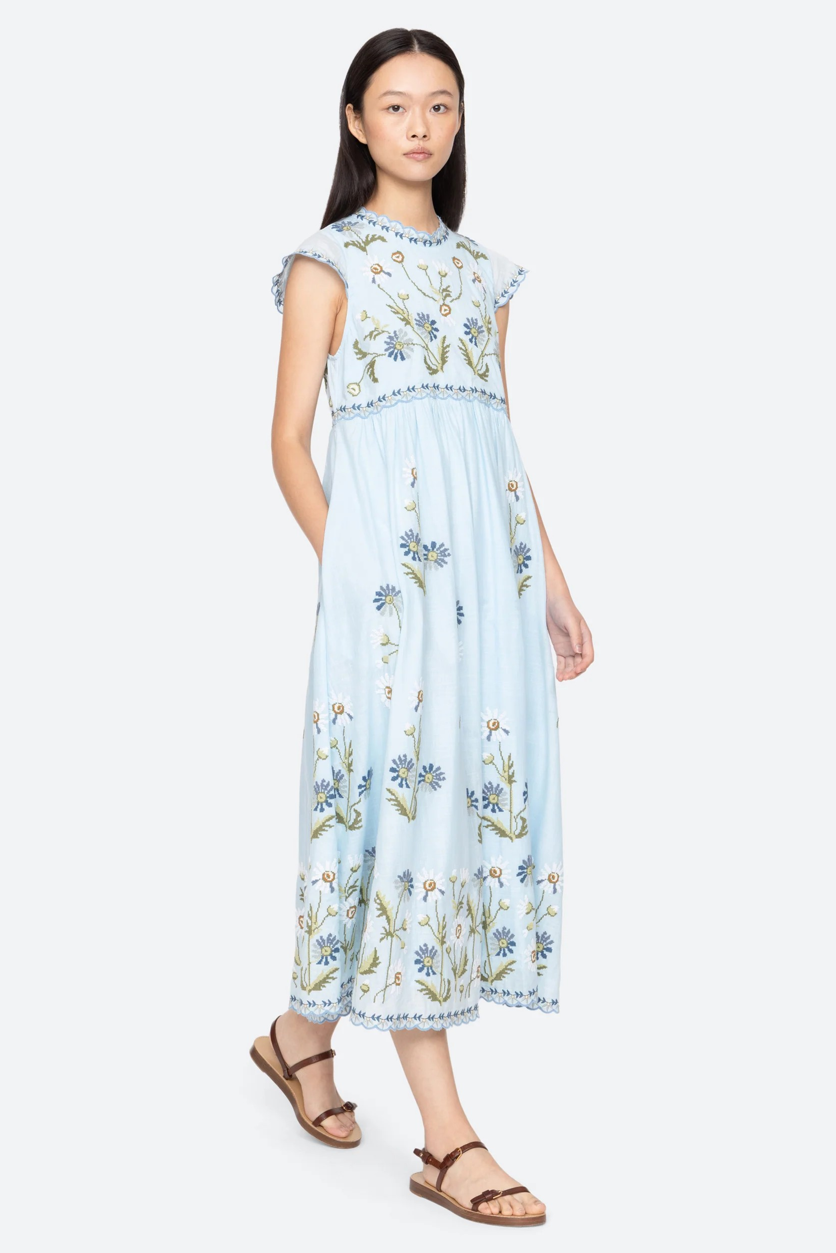 Audra Embroidery Midi Dress