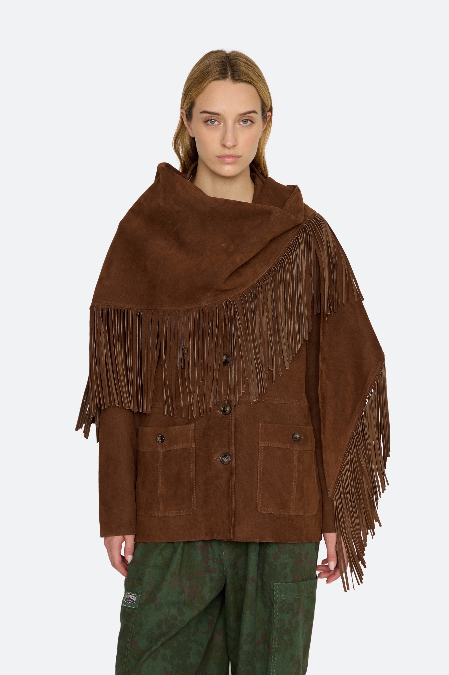 SAMANTHA TRIANGLE FRINGE SCARF