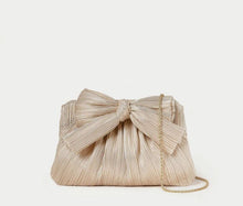 Load image into Gallery viewer, Loeffler Randall - Platinum Rayne Pleated Frame Clutch w/Bow