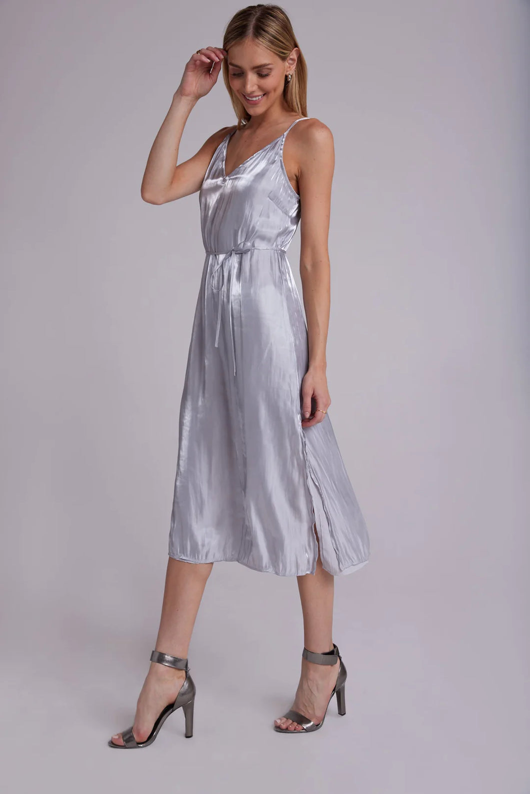 Bella Dahl - Silver Shimmer V-Neck Cami Shift Dress