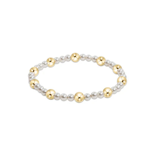 Pearl Sincerity Pattern 4mm Bead Bracelet - 6mm Gold