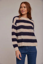 Load image into Gallery viewer, Bella Dahl - Navy Stripes Crew Neck Relaxed Sweater