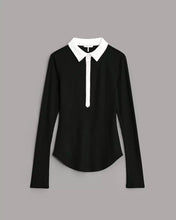 Load image into Gallery viewer, Rag &amp; Bone - Black Knit Color Block Polo Top