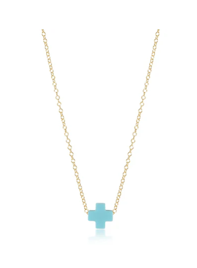 egirl 14" Necklace Gold - Signature Cross Small Turquoise